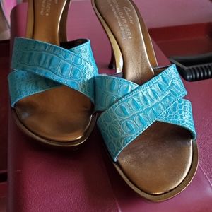 Donald J. Pliner Turg/Gold Metamic Gator Slip On H